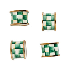 Cargar imagen en el visor de la galería, Emerald Check Napkin Rings, Set of 4