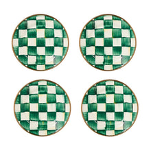 Cargar imagen en el visor de la galería, Emerald Check Appetizer Plates, Set of 4