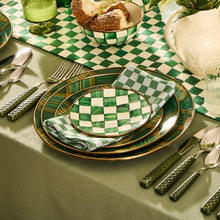 Cargar imagen en el visor de la galería, Emerald Check Appetizer Plates, Set of 4