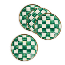 Cargar imagen en el visor de la galería, Emerald Check Appetizer Plates, Set of 4