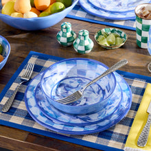 Cargar imagen en el visor de la galería, Blue Woven Check Straw Placemats, Set of 4