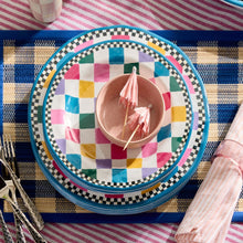 Cargar imagen en el visor de la galería, Blue Woven Check Straw Placemats, Set of 4