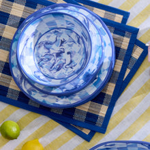 Cargar imagen en el visor de la galería, Blue Woven Check Straw Placemats, Set of 4