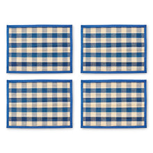 Cargar imagen en el visor de la galería, Blue Woven Check Straw Placemats, Set of 4