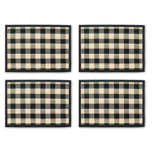 Cargar imagen en el visor de la galería, Black Woven Check Straw Placemats, Set of 4