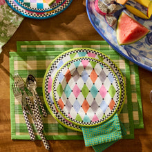 Cargar imagen en el visor de la galería, Green Woven Check Straw Placemats, Set of 4