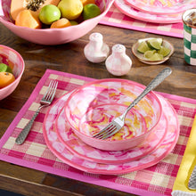 Cargar imagen en el visor de la galería, Pink Woven Check Straw Placemats, Set of 4