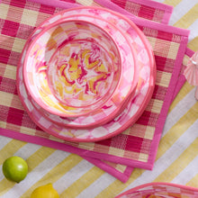 Cargar imagen en el visor de la galería, Pink Woven Check Straw Placemats, Set of 4