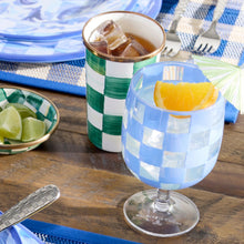 Cargar imagen en el visor de la galería, Blue Check Acrylic Water Goblets, Set of 4