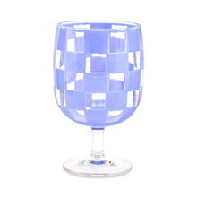 Cargar imagen en el visor de la galería, Blue Check Acrylic Water Goblets, Set of 4