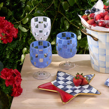 Cargar imagen en el visor de la galería, Blue Check Acrylic Water Goblets, Set of 4