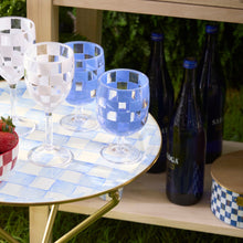 Cargar imagen en el visor de la galería, Blue Check Acrylic Water Goblets, Set of 4