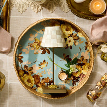 Cargar imagen en el visor de la galería, Wild Rose Slate Enamel &amp; Rattan Round Tray