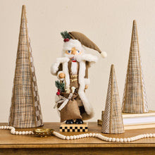 Cargar imagen en el visor de la galería, Mocha Check Wood Santa Nutcracker
