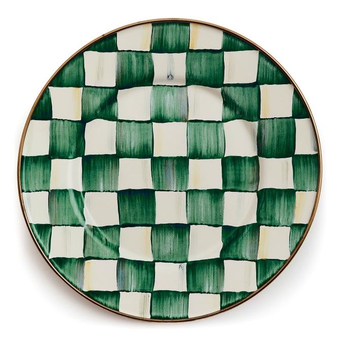 Emerald Check Salad Plate