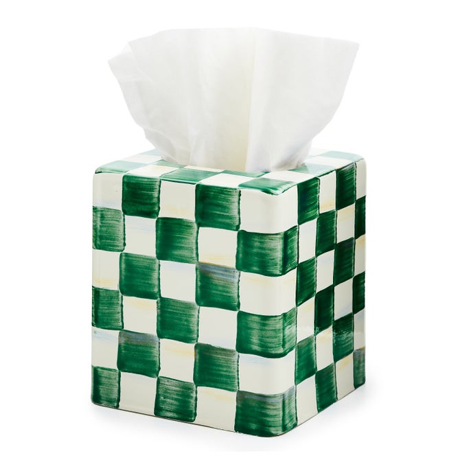 Emerald Check Boutique Tissue Box Cover