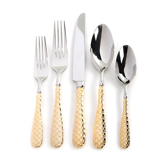 Gold Check Flatware - 5 Piece Place Setting
