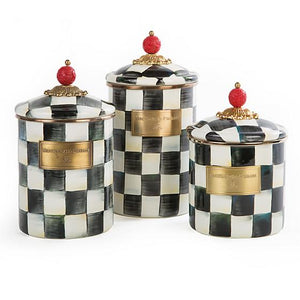 Courtly Check Enamel Canister - Small