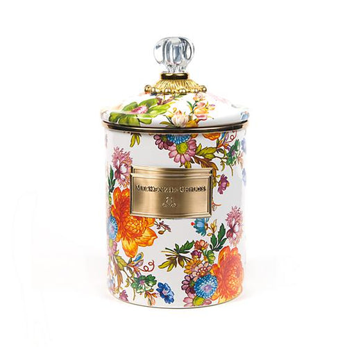 Flower Market Medium Canister - White