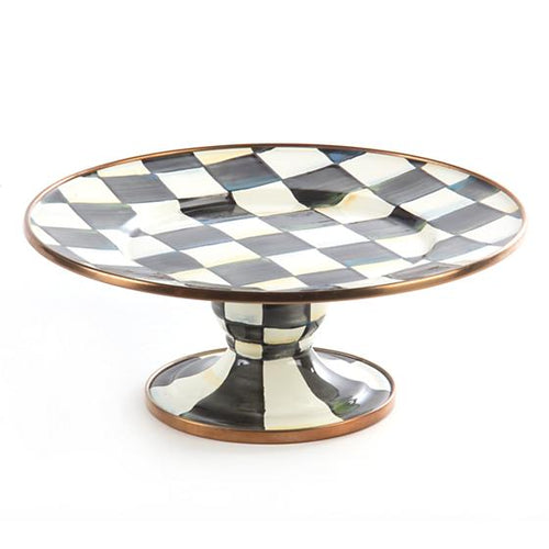 Courtly Check Enamel Pedestal Platter - Mini