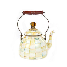 Cargar imagen en el visor de la galería, Parchment Check Enamel Tea Kettle - 2 Quart