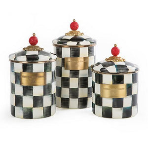 Courtly Check Enamel Canister - Large