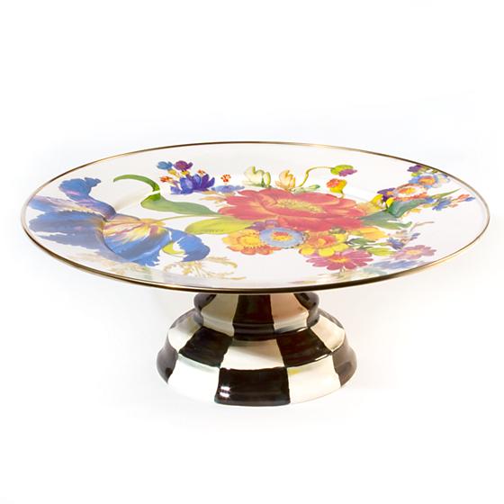 Flower Market Pedestal Platter - White