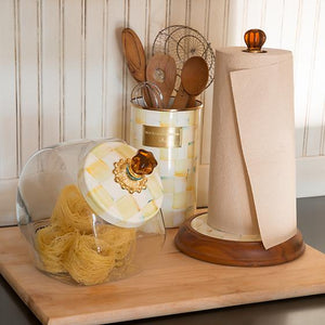 Parchment Check Wood Paper Towel Holder