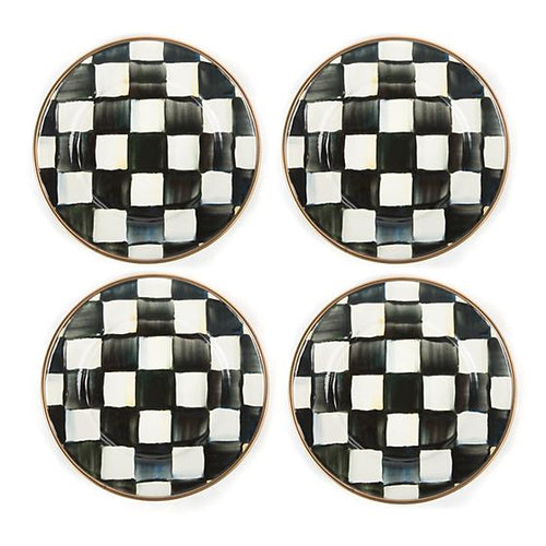 Courtly Check Enamel Canape Plates - Set of 4