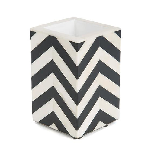 Piazza Cotton Swab Cup - Black & Ivory