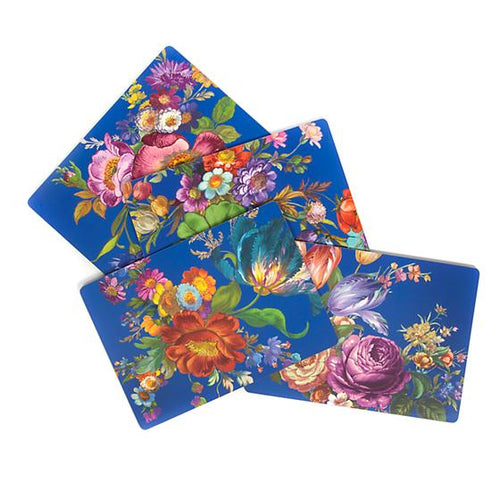 Flower Market Lapis Cork Back Placemats - Set of 4