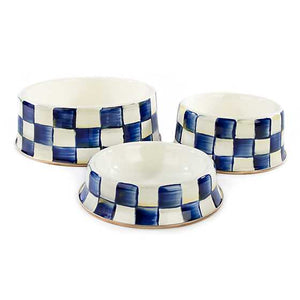 Royal Check Enamel Pet Dish - Large