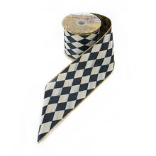 Cargar imagen en el visor de la galería, Courtly Harlequin 4&quot; Ribbon - Gold Back
