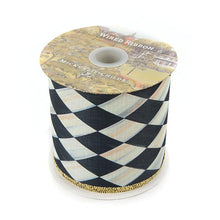 Cargar imagen en el visor de la galería, Courtly Harlequin 4&quot; Ribbon - Gold Back