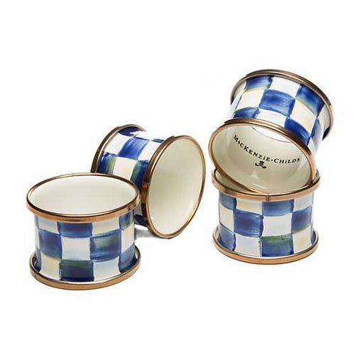 Royal Check Enamel Napkin Rings - Set Of 4
