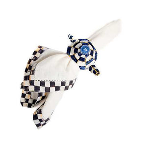 Tea Kettle Napkin Ring - Royal Check