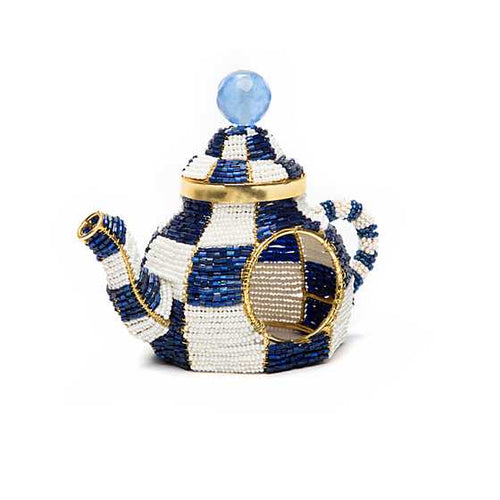 Tea Kettle Napkin Ring - Royal Check
