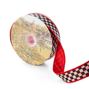 Courtly Check 1" Ribbon - Red