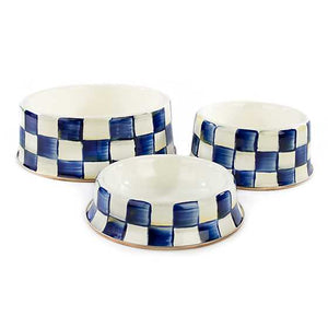 Royal Check Enamel Pet Dish - Medium