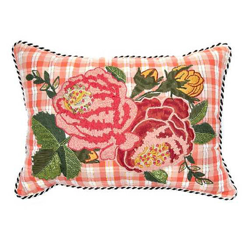 Tattersall Rose Lumbar Pillow