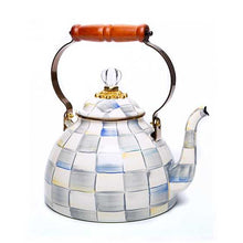 Cargar imagen en el visor de la galería, Sterling Check Enamel Tea Kettle - 3 Quart