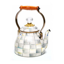 Cargar imagen en el visor de la galería, Sterling Check Enamel Tea Kettle - 2 Quart