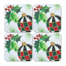 Cargar imagen en el visor de la galería, Deck the Halls Cork Back Coasters - Set of 4