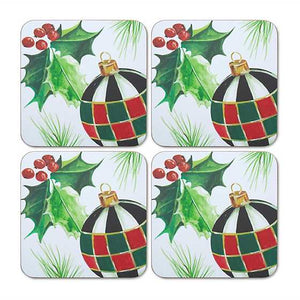 Deck the Halls Cork Back Coasters - Set of 4
