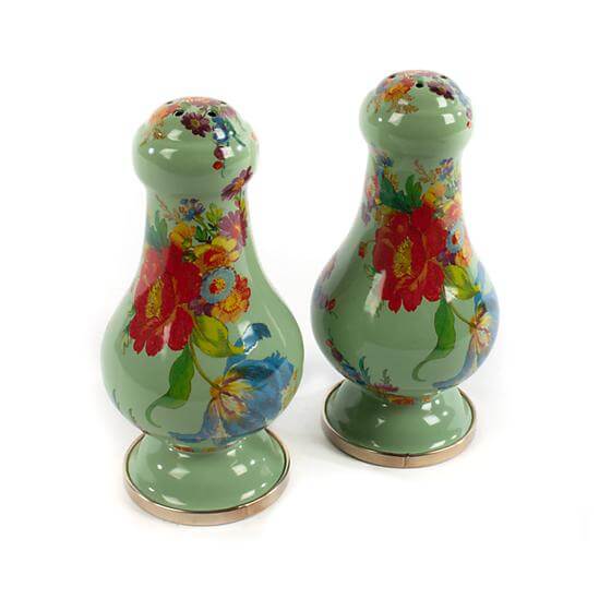 Flower Market Large Salt & Pepper Shakers - Green