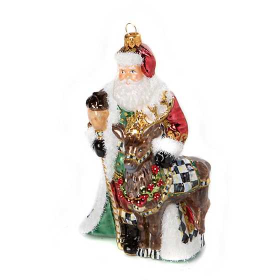 Glass Ornament - Christmas Magic Santa With Deer