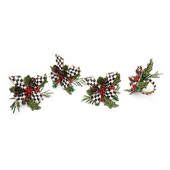 Holly Holiday Napkin Rings - Set Of 4