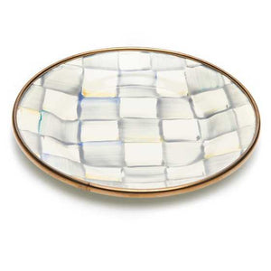 Sterling Check Enamel Appetizer Plates - Set of 4