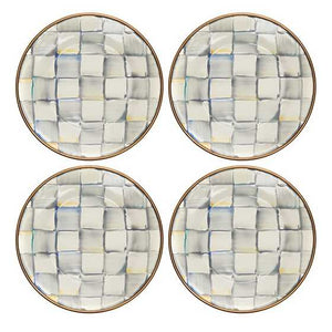 Sterling Check Enamel Appetizer Plates - Set of 4