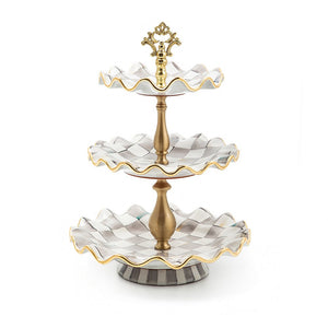Sterling Check Three Tier Sweet Stand